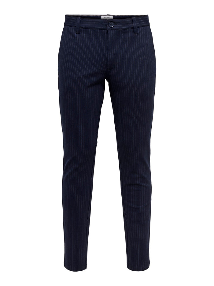 Only & Sons Herren Chino Hose ONSMARK PANT STRIPE GW 3727 - Tapered Fit - Blau Schwarz Grau