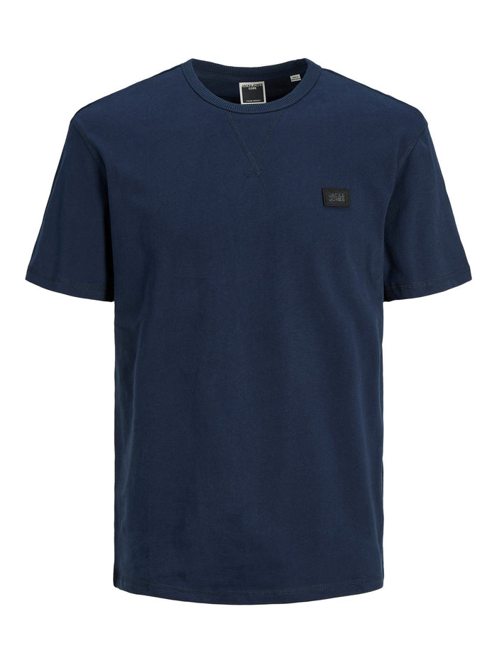 Jack & Jones Herren Rundhals T-Shirt JCOCLASSIC WAFFLE BADGE - Relaxed Fit