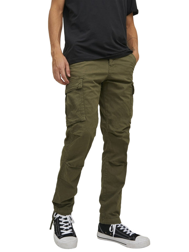Jack & Jones Herren Cargohose JJPSTACE JJTUCKER -Tapered Fit - Grau Beige Schwarz Grün