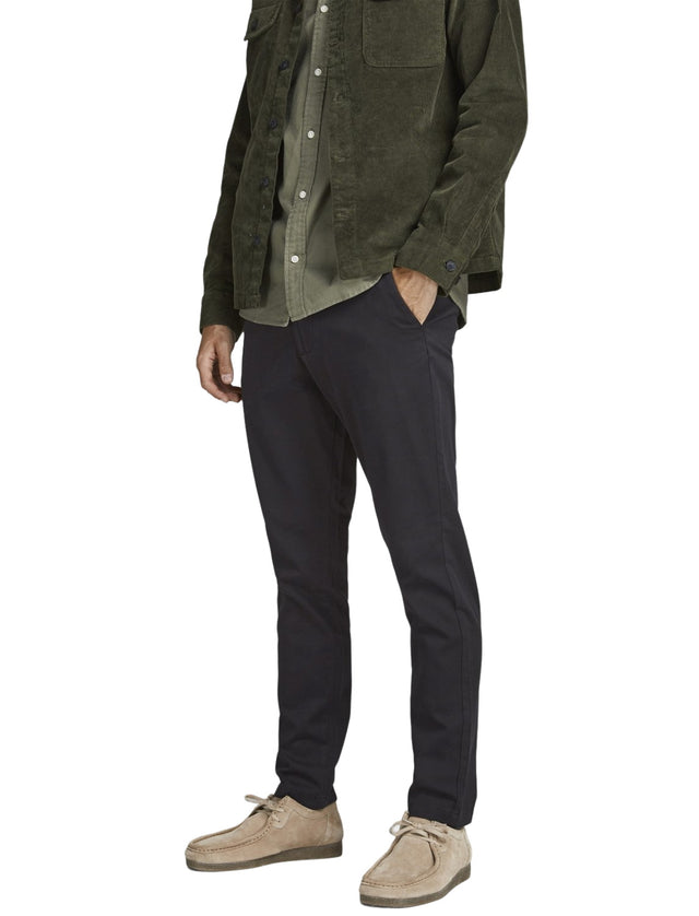 Jack & Jones Herren Chino Hose JPSTMARCO JJDAVE AKM BLACK - Slim Fit Schwarz