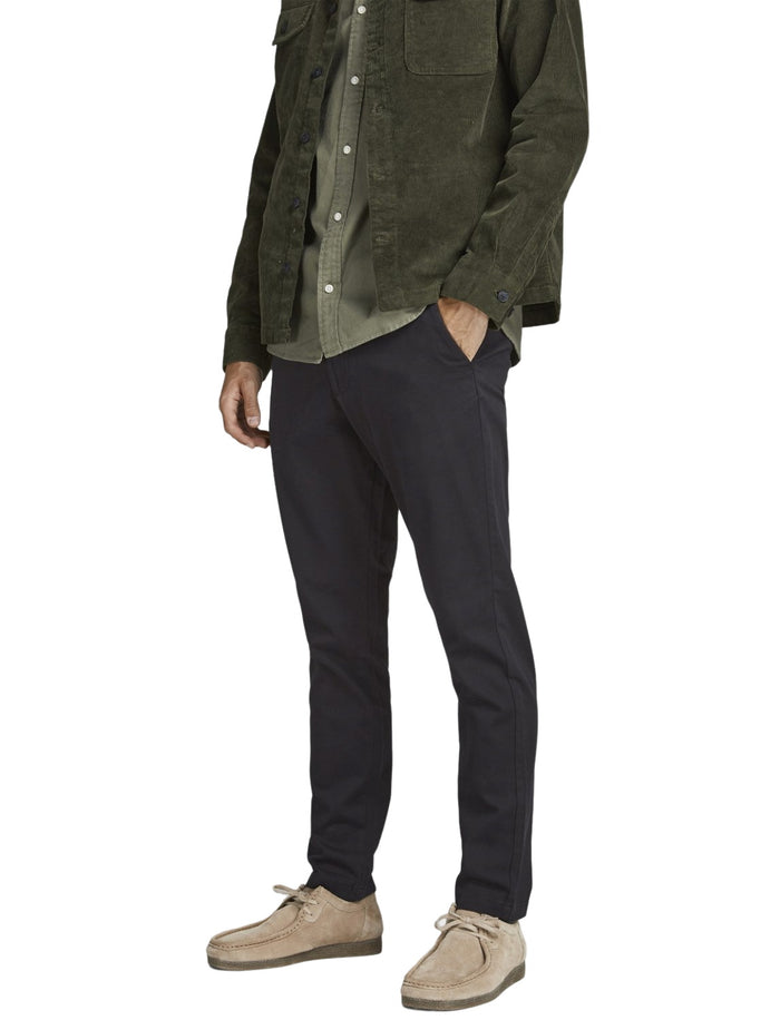 Jack & Jones Herren Chino Hose JPSTMARCO JJDAVE AKM BLACK - Slim Fit Schwarz