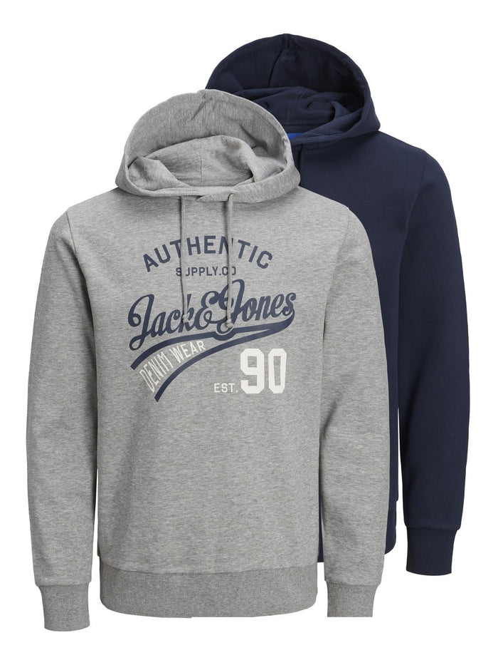 Jack & Jones Herren Hoodie Kapuzenpullover JJETHAN - 2er Pack  - Regular Fit