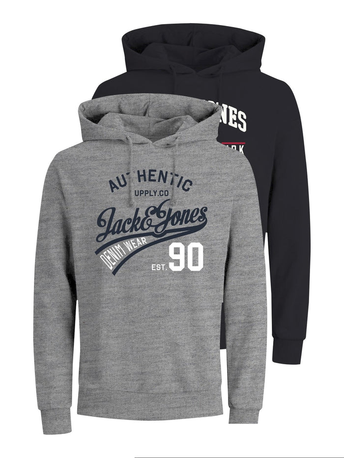 Jack & Jones Herren Hoodie Kapuzenpullover JJETHAN - 2er Pack  - Regular Fit