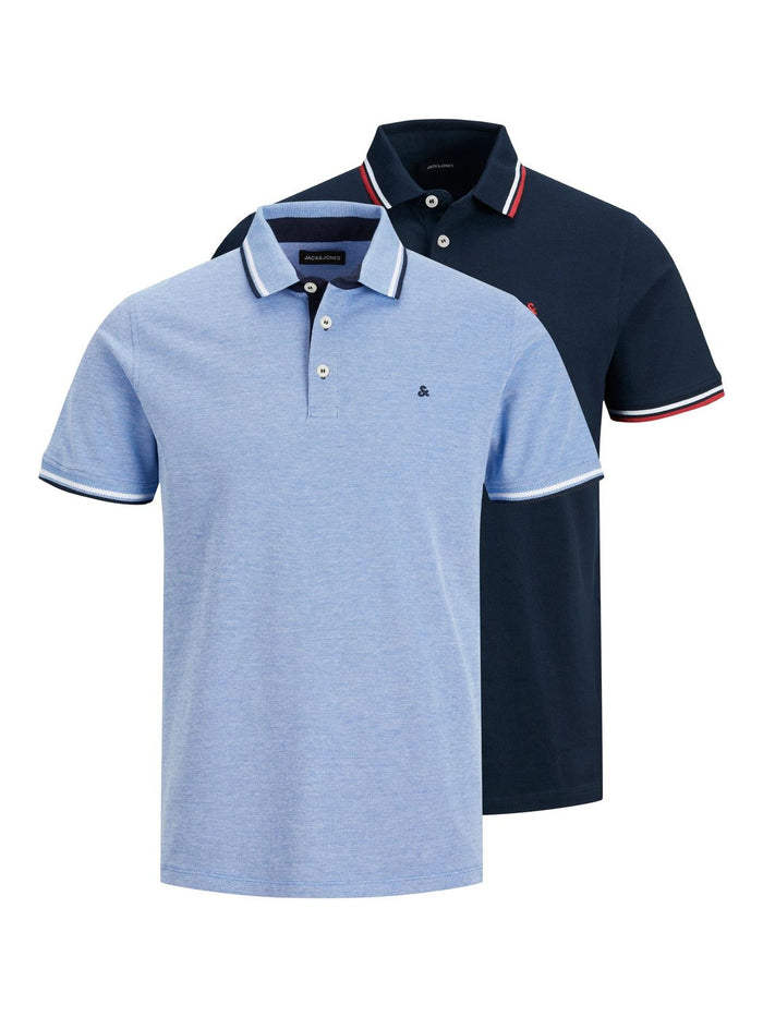 Jack & Jones Herren Poloshirt JJEPAULOS - 2er Pack - Slim Fit