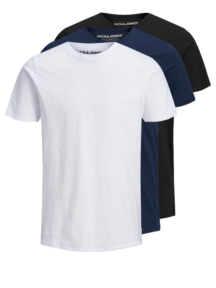 Jack & Jones Herren Rundhals T-Shirt JJEORGANIC BASIC 3er PACK - Slim Fit