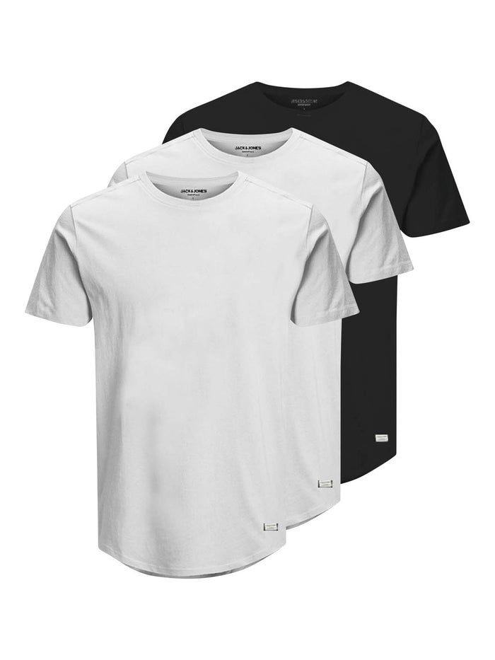 Jack & Jones Herren Rundhals T-Shirt JJENOA 3er PACK - Regular Fit