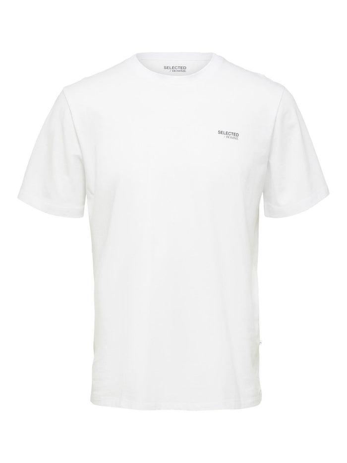 Selected Homme Herren Rundhals T-Shirt SLHASPEN LOGO - Regular Fit