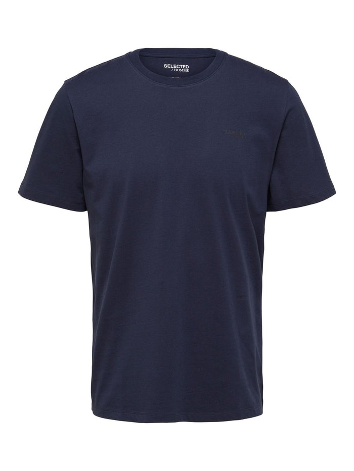 Selected Homme Herren Rundhals T-Shirt SLHASPEN LOGO - Regular Fit