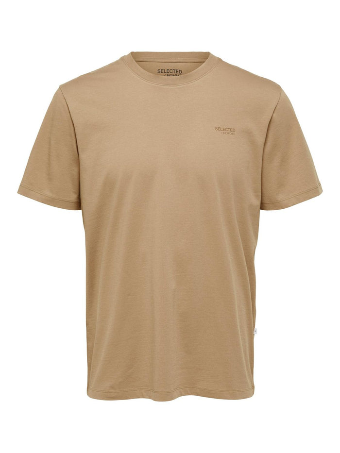 Selected Homme Herren Rundhals T-Shirt SLHASPEN LOGO - Regular Fit