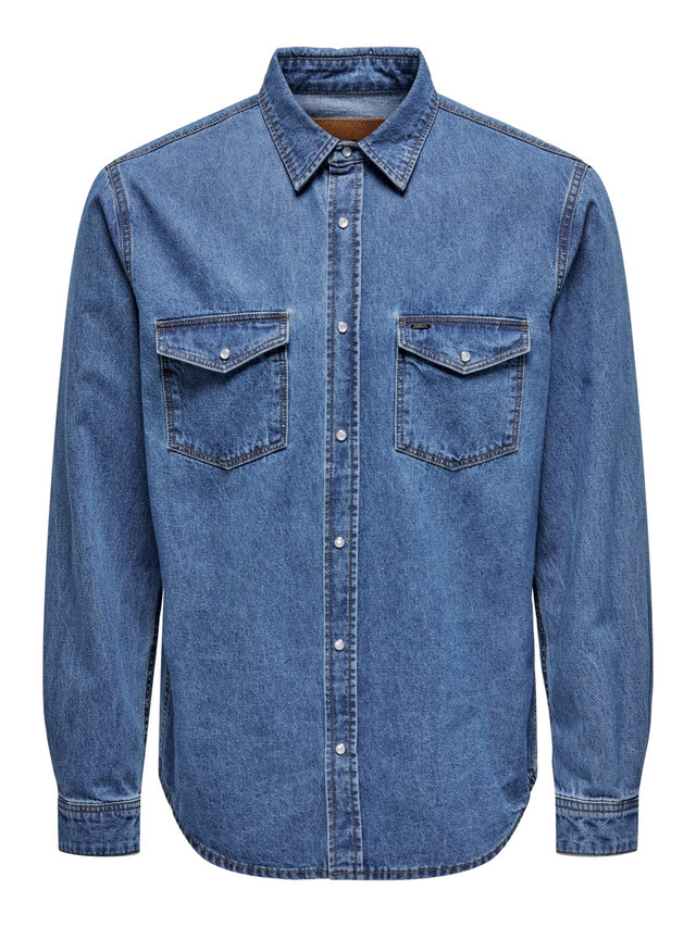 Only & Sons Herren Freizeit Hemd ONSBANE DENIM - Regular Fit