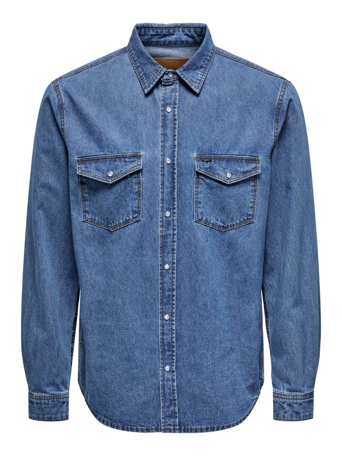 Only & Sons Herren Freizeit Hemd ONSBANE DENIM - Regular Fit