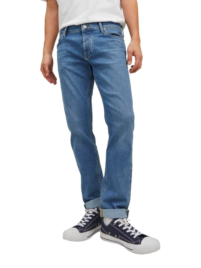 Jack & Jones Herren Jeans  JJIGLENN JJEVAN AM 377- Slim Fit - Blau - Blue Denim