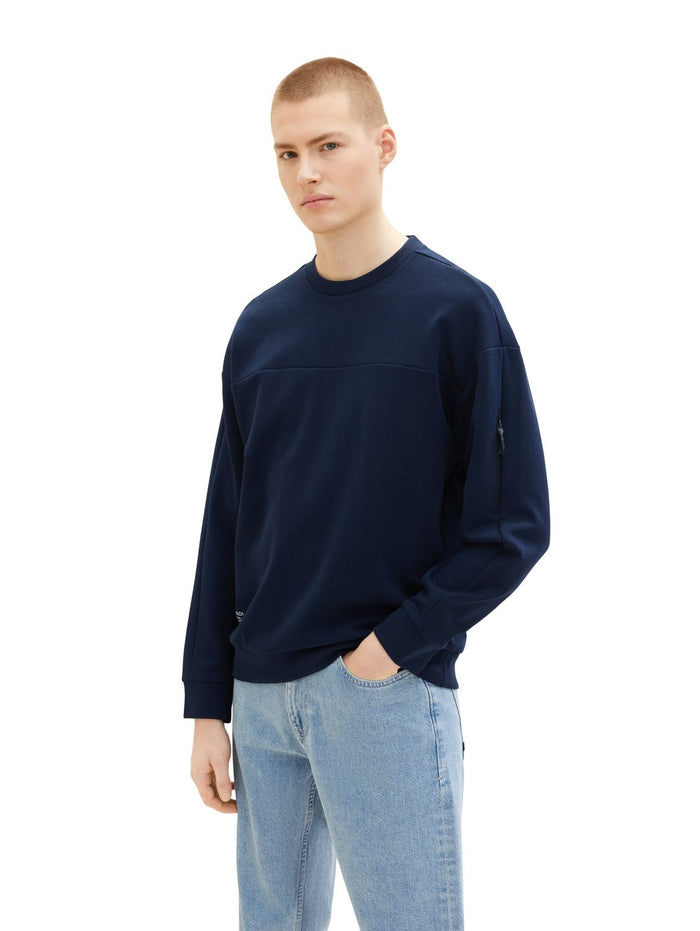 Tom Tailor Denim Herren Rundhals Sweatshirt RELAXED CREW - Relaxed Fit