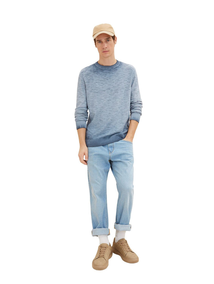 Tom Tailor Herren Rundhals Pullover WASHED CREWNECK - Regular Fit