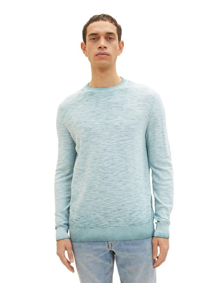 Tom Tailor Herren Rundhals Pullover WASHED CREWNECK - Regular Fit