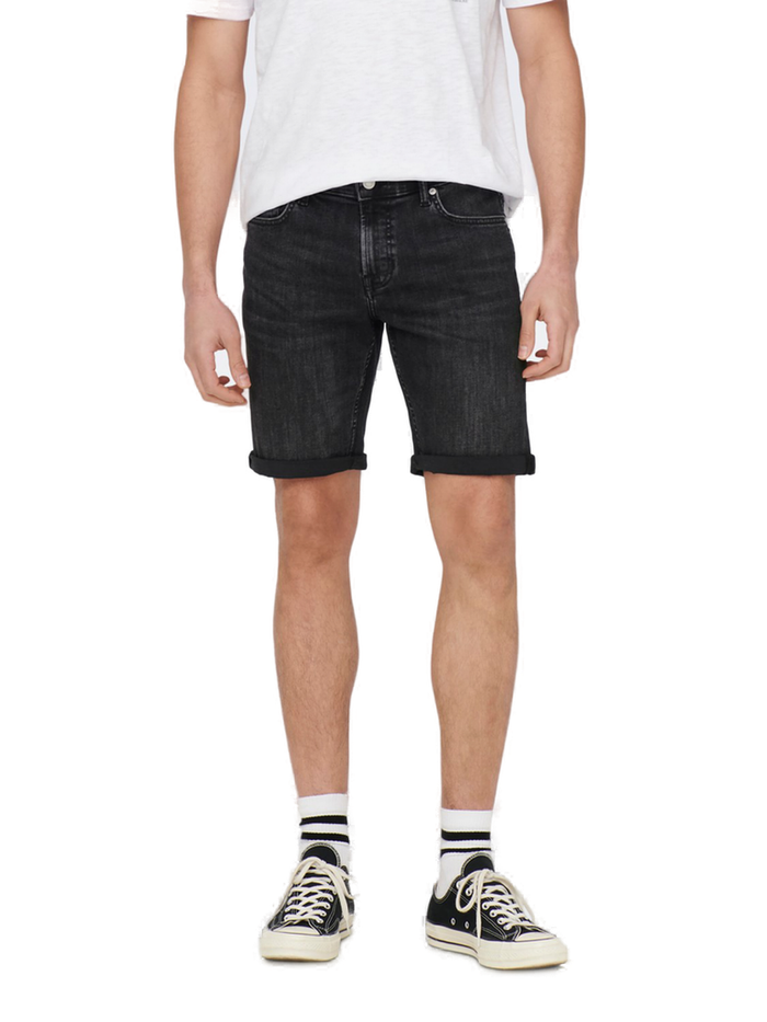 Only & Sons Herren Jeans Short ONSPLY 5192 - Regular Fit - Schwarz - Washed Black