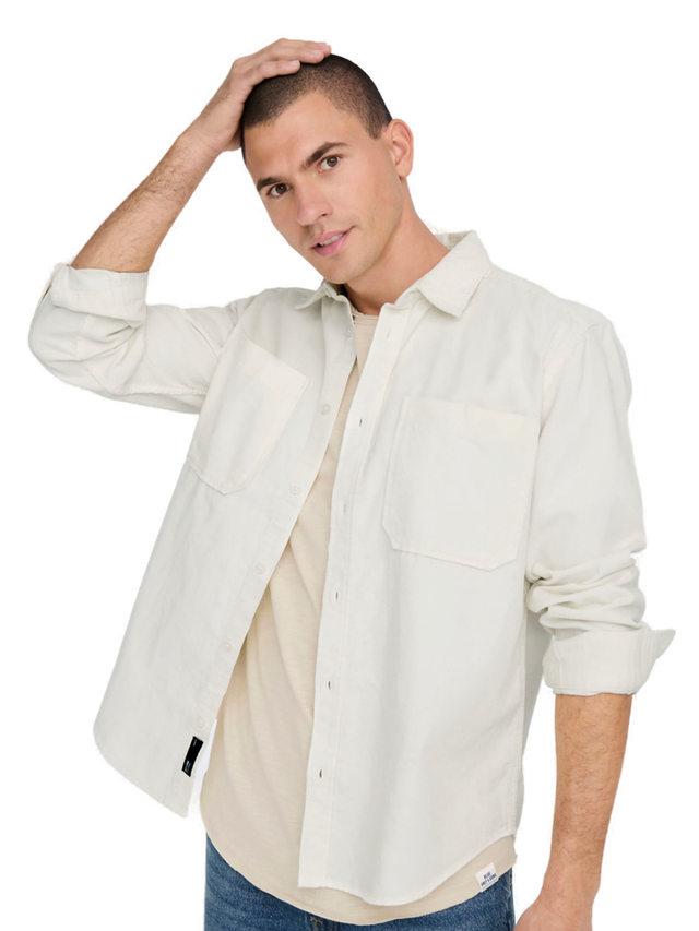Only & Sons Herren Freizeit Hemd ONSALP 2PKT WASHD CORD - Relaxed Fit