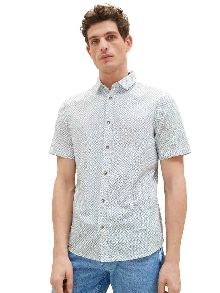 Tom Tailor Herren Kurzarm Hemd PRINTED - Regular Fit