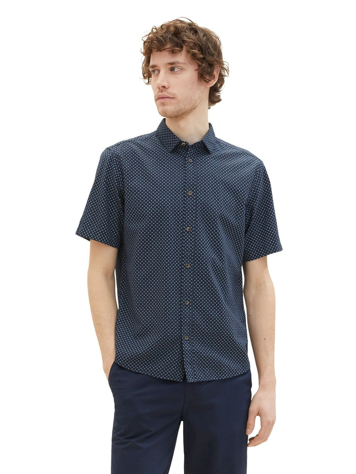 Tom Tailor Herren Kurzarm Hemd PRINTED - Regular Fit