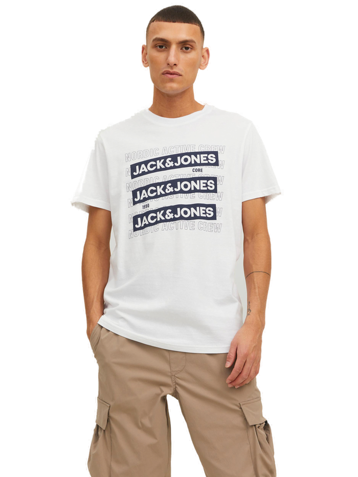 Jack & Jones Herren Rundhals T-Shirt JCOSPIRIT LOGO - Regular Fit