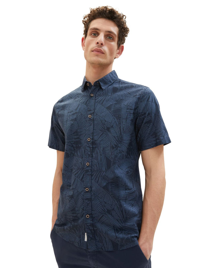 Tom Tailor Herren Poloshirt PALM PRINT - Regular Fit