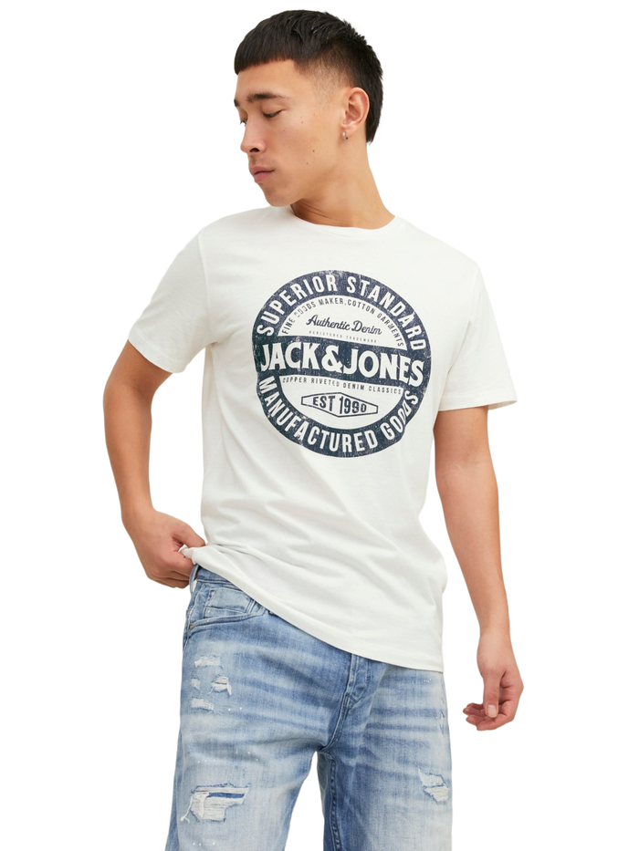 Jack & Jones Herren Rundhals T-Shirt JJEJEANS - Regular Fit