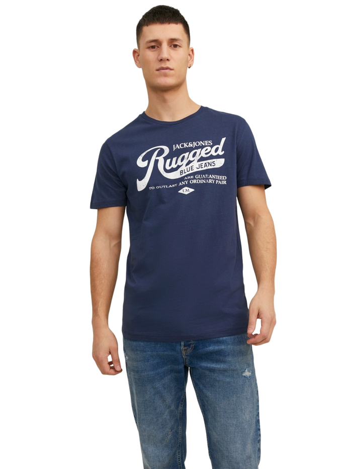 Jack & Jones Herren Rundhals T-Shirt JJEJEANS - Regular Fit