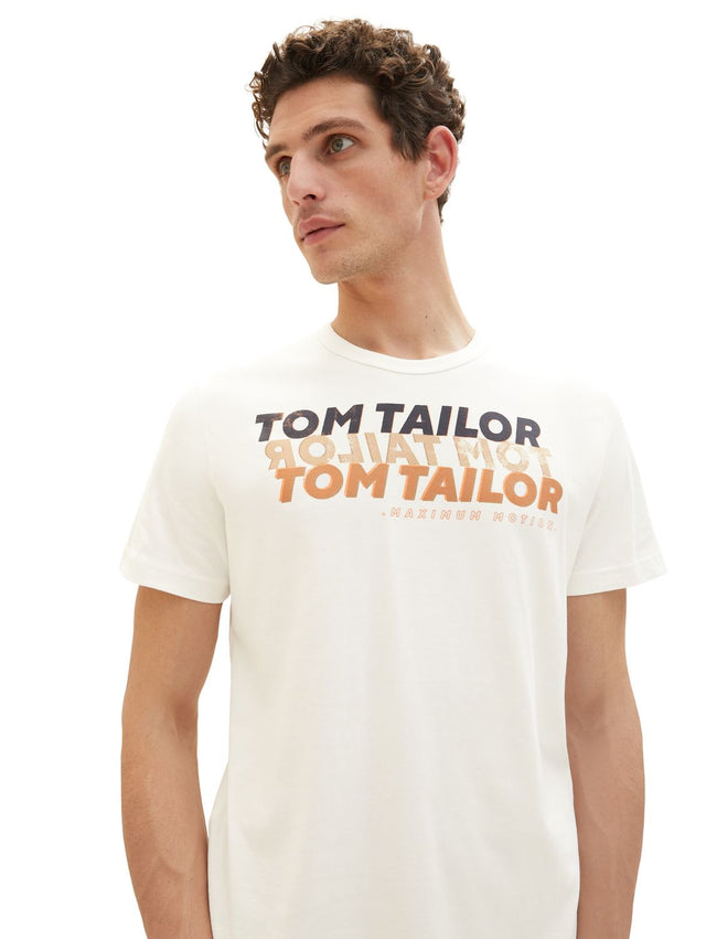 Tom Tailor Herren T-Shirt WORDING LOGO - Regular Fit