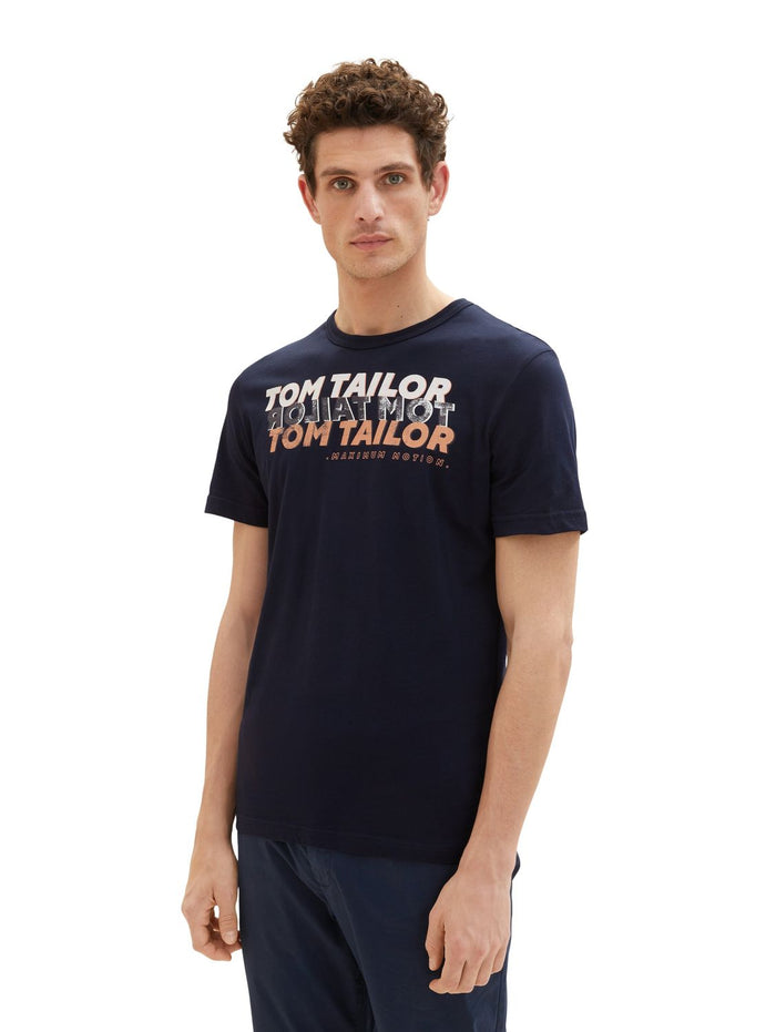 Tom Tailor Herren T-Shirt WORDING LOGO - Regular Fit