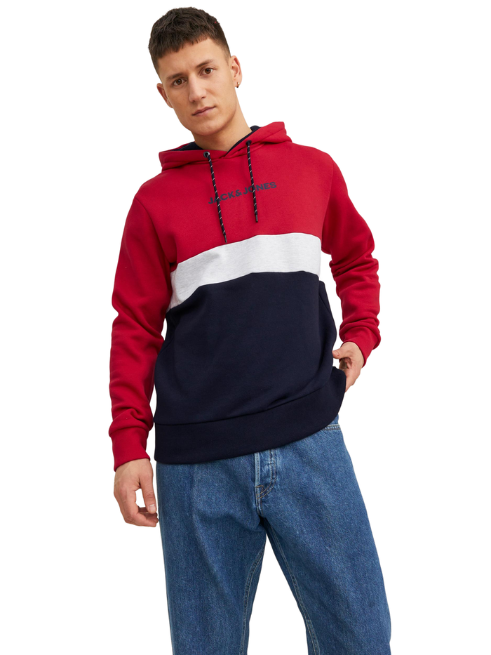 Jack & Jones Herren Hoodie Kapuzenpullover JJEREID BLOCKING - Regular Fit