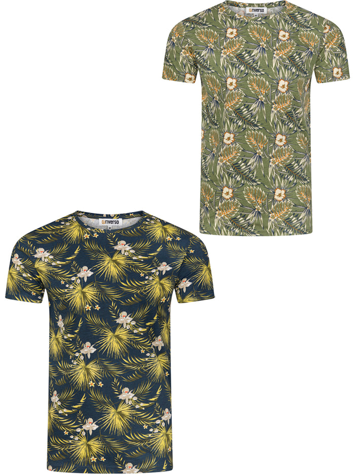 riverso Tshirt Herren 100% Baumwolle Regular Fit RIVBill 2er Pack Set