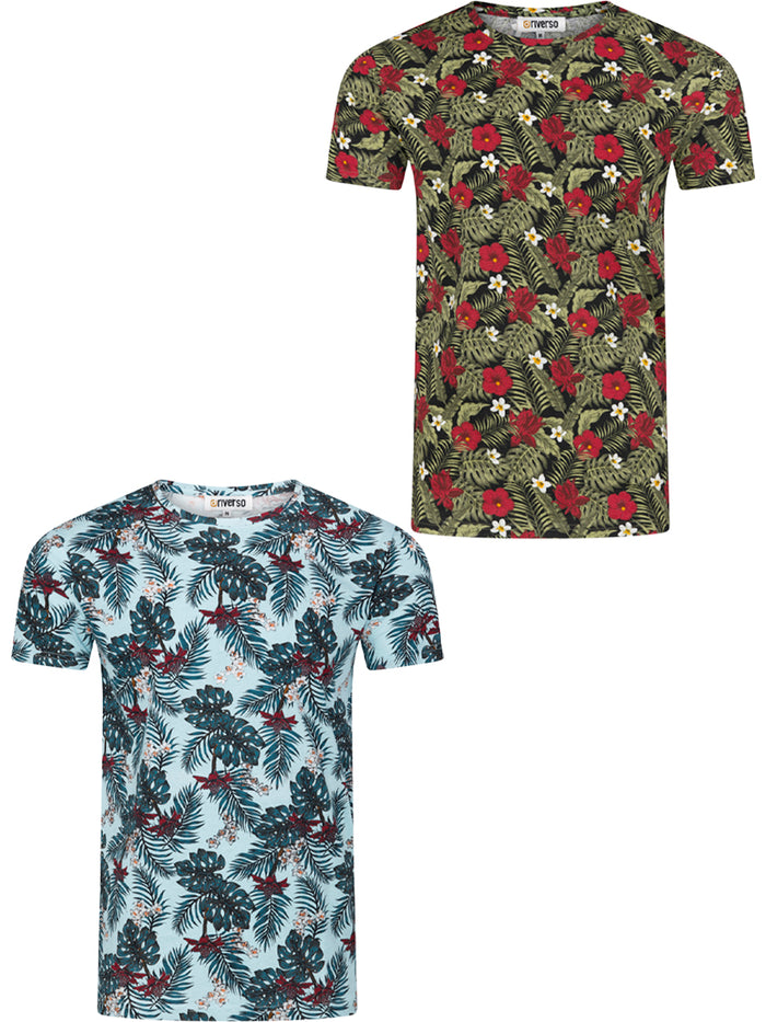 riverso Tshirt Herren 100% Baumwolle Regular Fit RIVBill 2er Pack Set