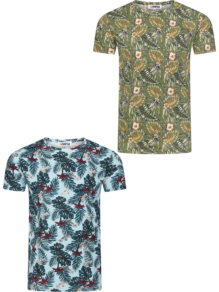 riverso Tshirt Herren 100% Baumwolle Regular Fit RIVBill 2er Pack Set