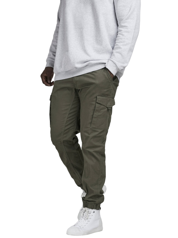 Jack & Jones Herren Cargo Hose JPSTPAUL JJFLAKE Plussize - Slim Fit - Grün - Olive Night