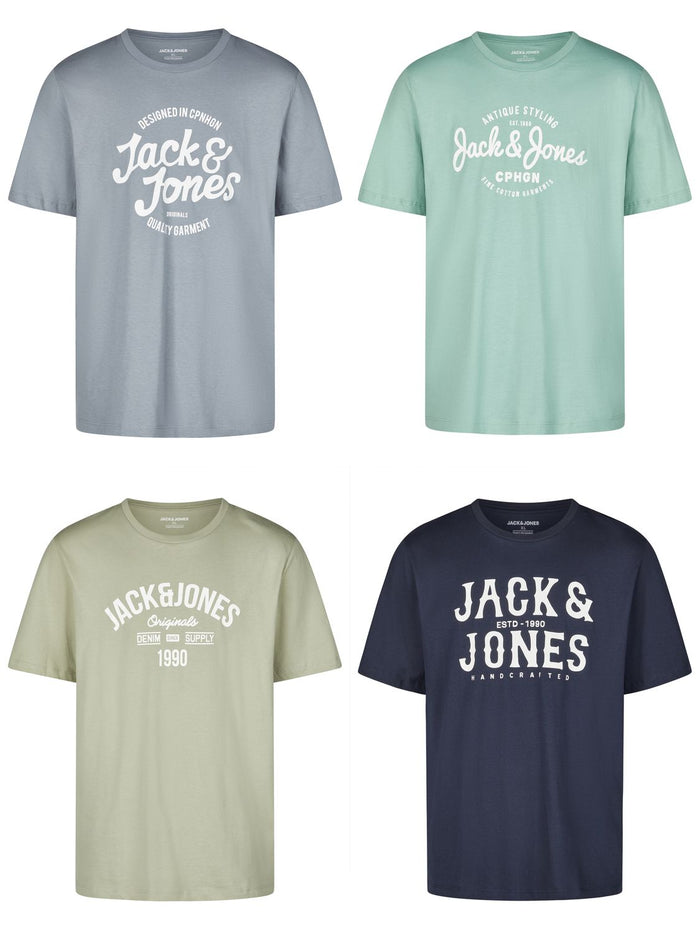 Jack & Jones Tshirt Herren Regular Fit JJLINO 4er Pack Set Pack