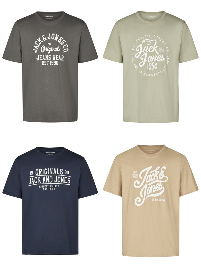 Jack & Jones Tshirt Herren Regular Fit JJLINO 4er Pack Set Pack