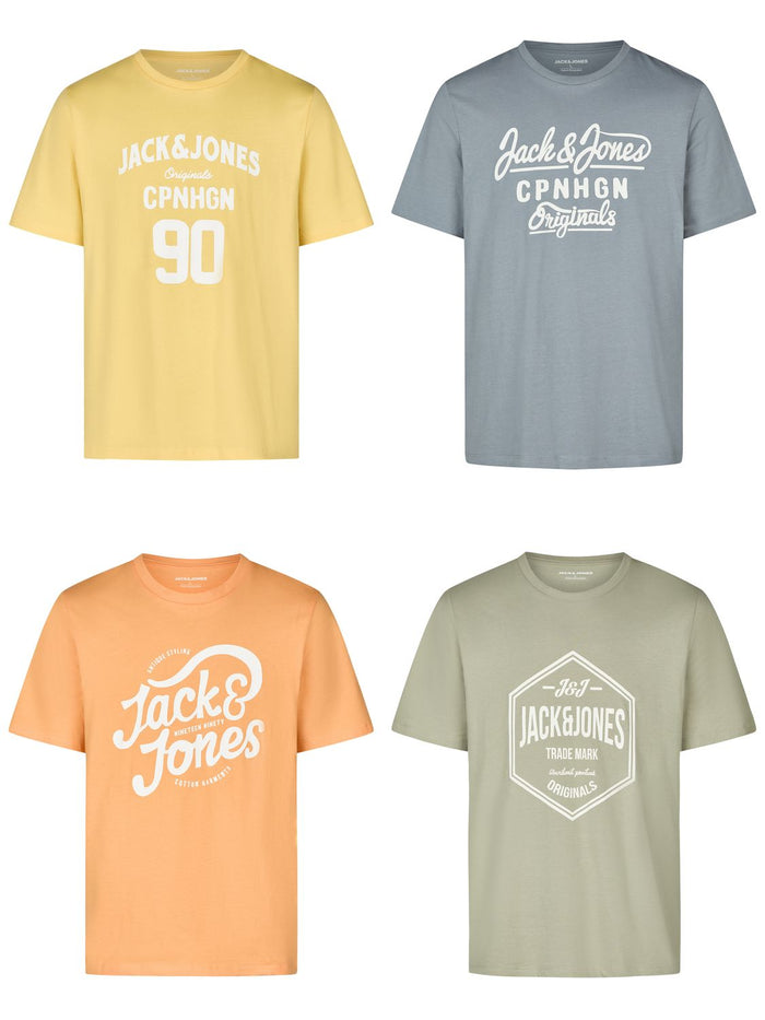 Jack & Jones Tshirt Herren Regular Fit JJLINO 4er Pack Set Pack