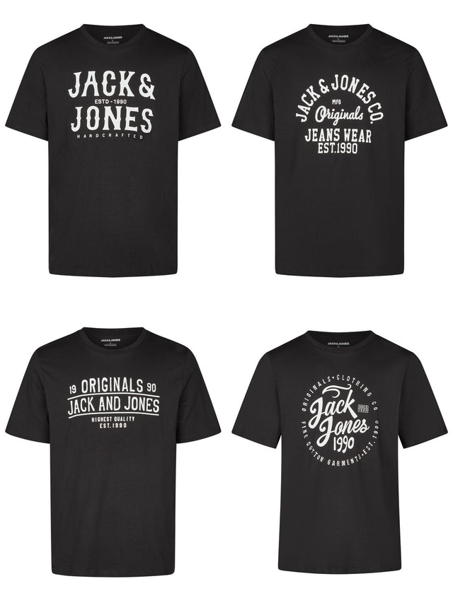 Jack & Jones Tshirt Herren Regular Fit JJLINO 4er Pack Set Pack