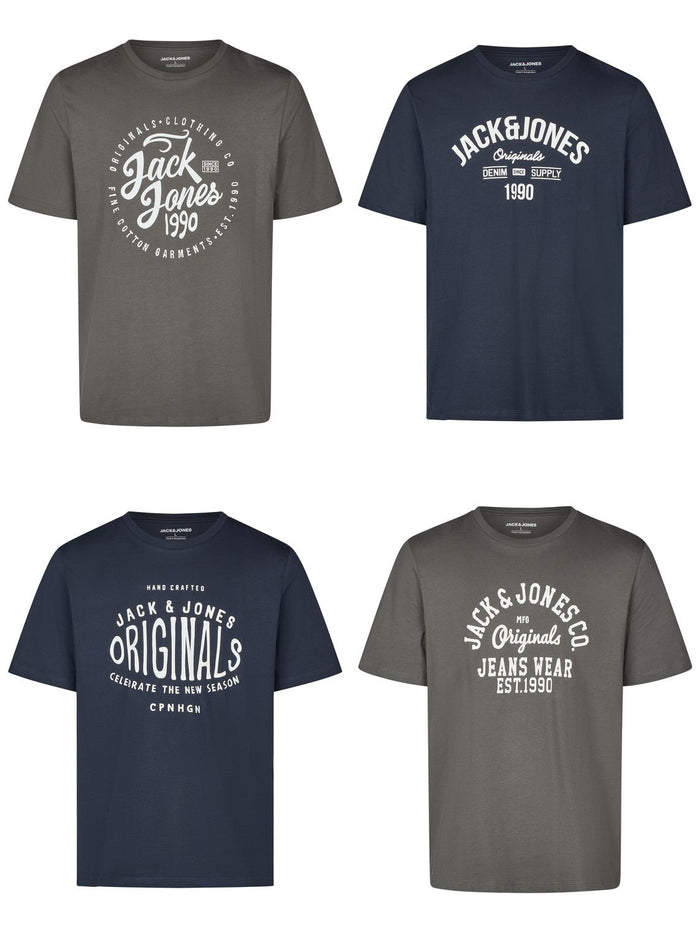 Jack & Jones Tshirt Herren Regular Fit JJLINO 4er Pack Set Pack