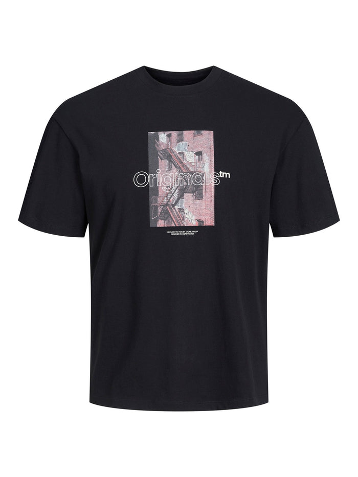 Jack & Jones Herren Rundhals T-Shirt JORVESTERBRO PHOTO - Regular Fit