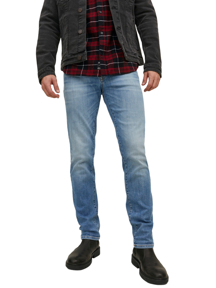 Jack & Jones Herren Jeans JJITIM JJDAVIS JJ 074  - Slim Fit - Blau - Blue Denim