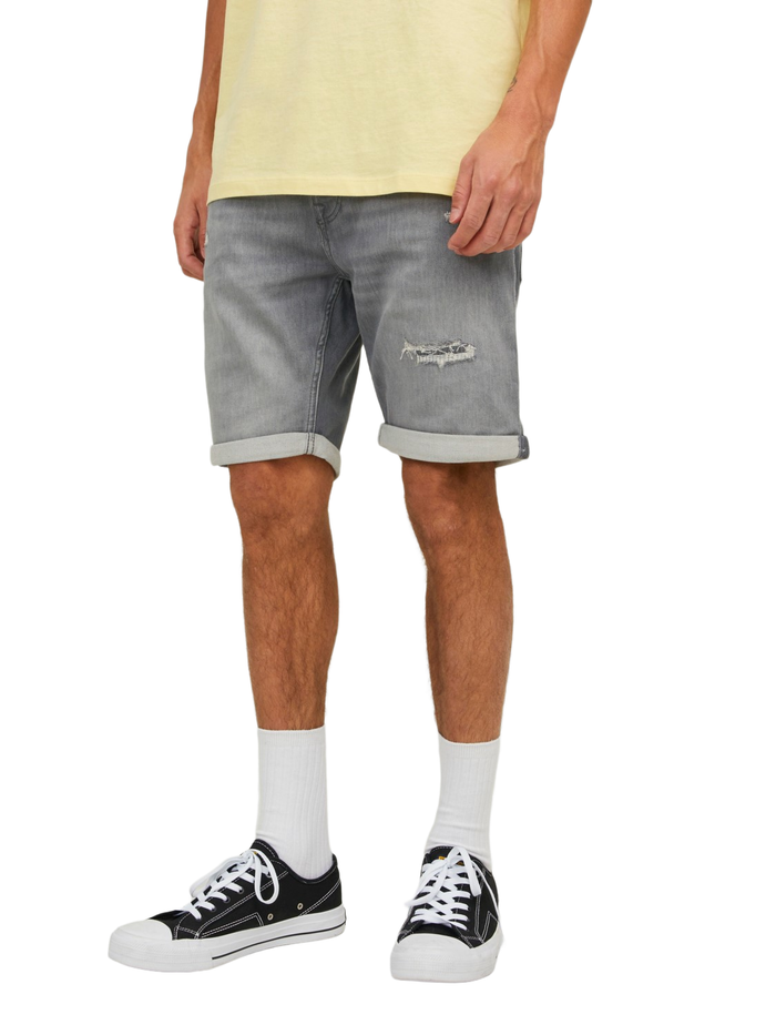 Jack & Jones Herren Jeans Short JJIRICK JJICON GE 380- Regular Fit - Grau - Grey Denim