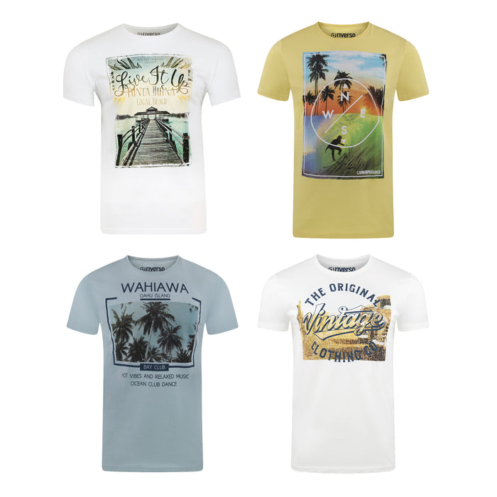riverso Herren Rundhals T-Shirt RIVLukas Regular Fit 4er Pack