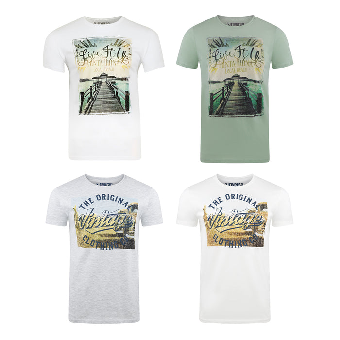 riverso Herren Rundhals T-Shirt RIVLukas Regular Fit 4er Pack