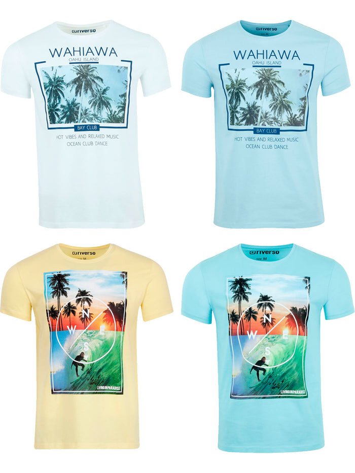 riverso Herren Rundhals T-Shirt RIVLukas Regular Fit 4er Pack