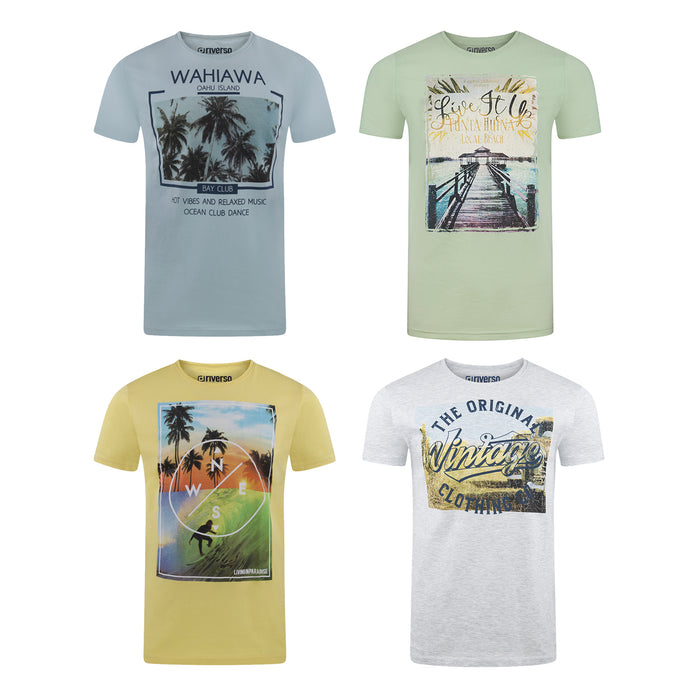riverso Herren Rundhals T-Shirt RIVLukas Regular Fit 4er Pack