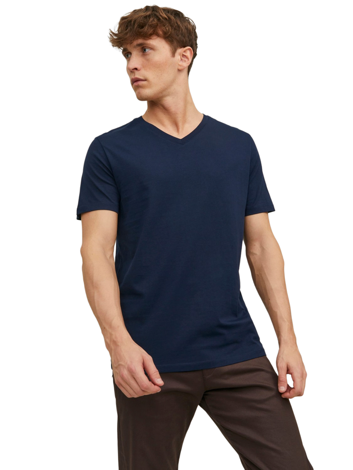 Jack & Jones Herren V-Neck T-Shirt JJEORGANIC BASIC - Regular Fit