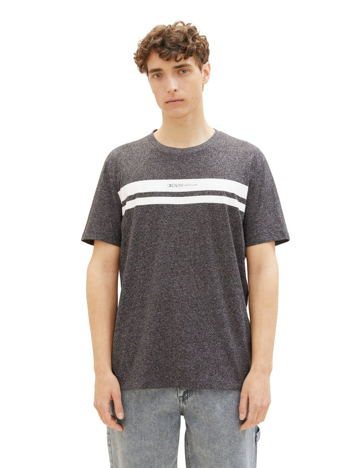 Tom Tailor Denim Herren T-Shirt DOUBLE STRIPE - Regular Fit