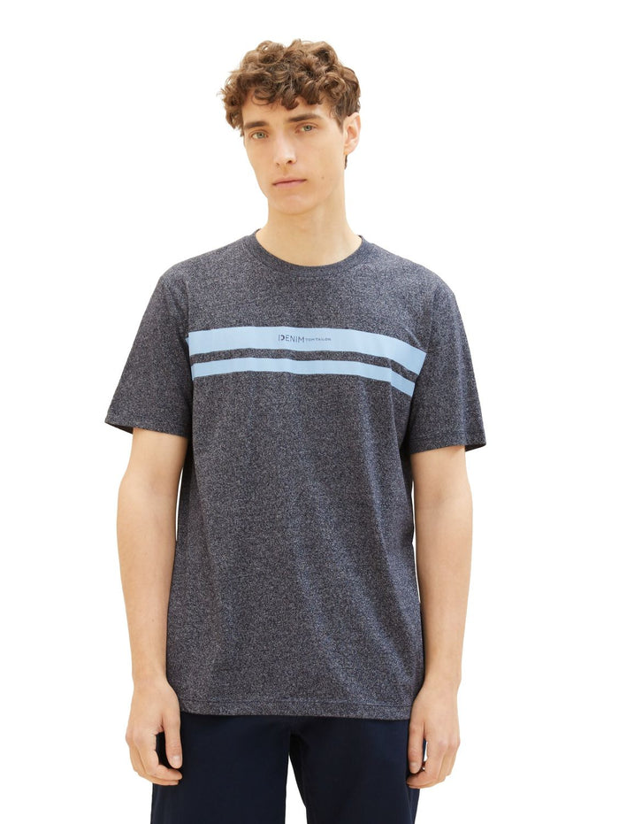 Tom Tailor Denim Herren T-Shirt DOUBLE STRIPE - Regular Fit