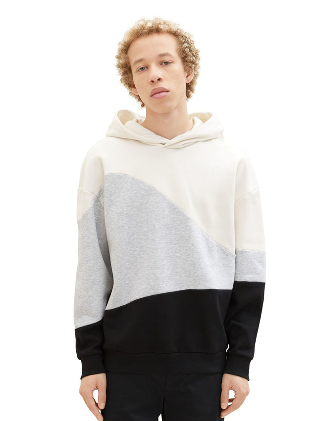 Tom Tailor Denim Herren Hoodie Kapuzenpullover RELAXED COLORBLOCK - Relaxed Fit
